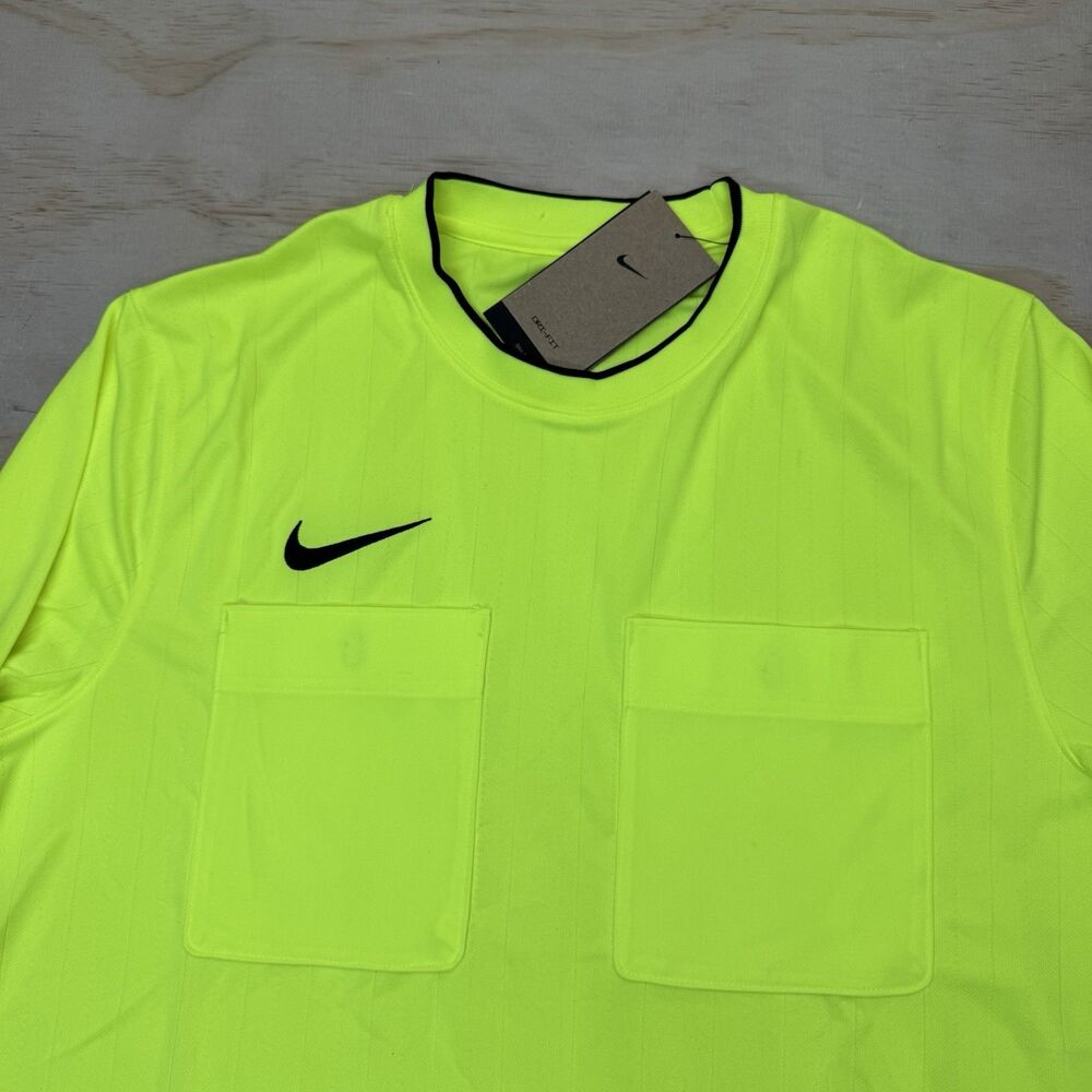 NEW Nike Dri-FIT Soccer Referee Jersey Shirt SLIM Fit Volt LG Mens DH8027-702 - Picture 5 of 14